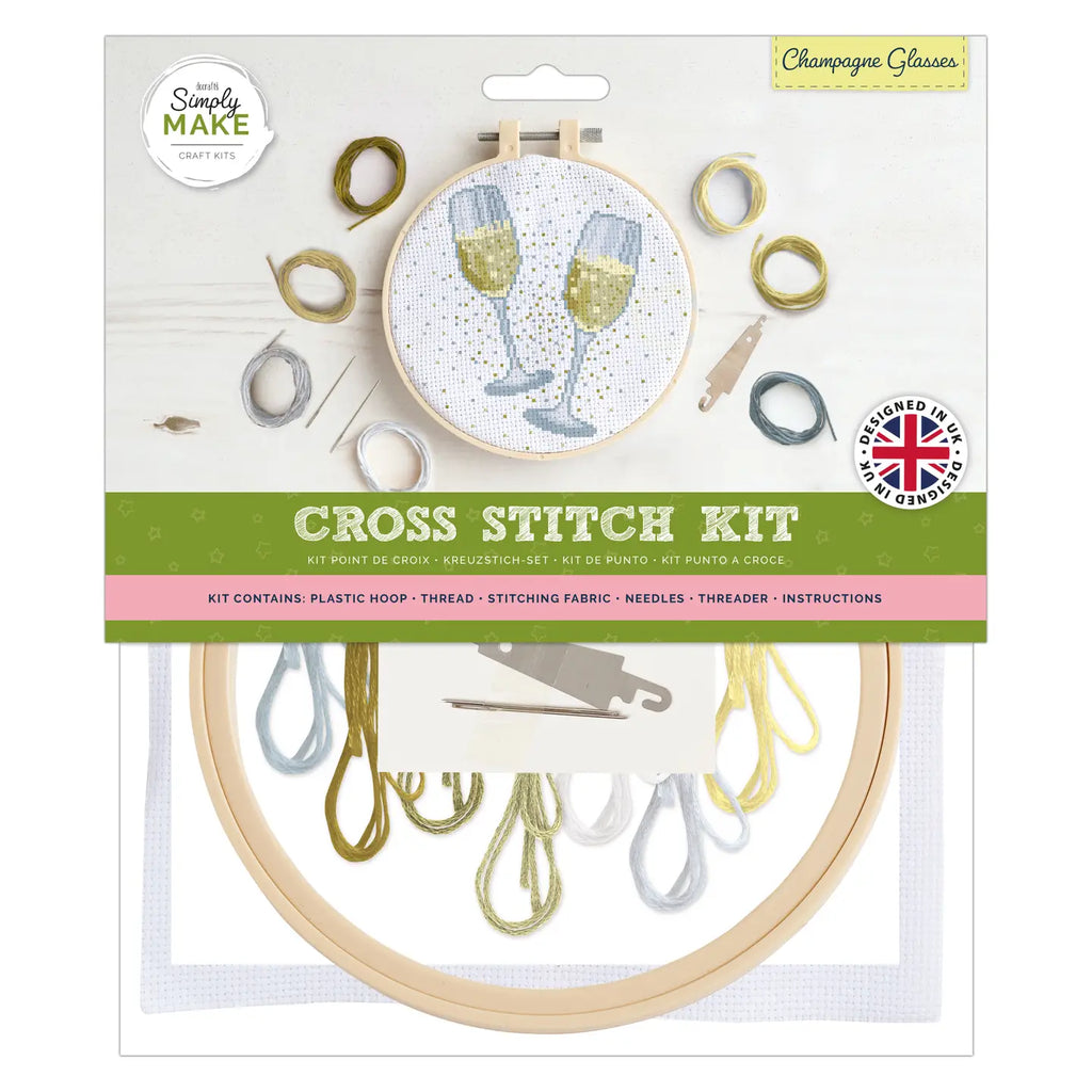 Champagne Glasses Cross Stitch Kit