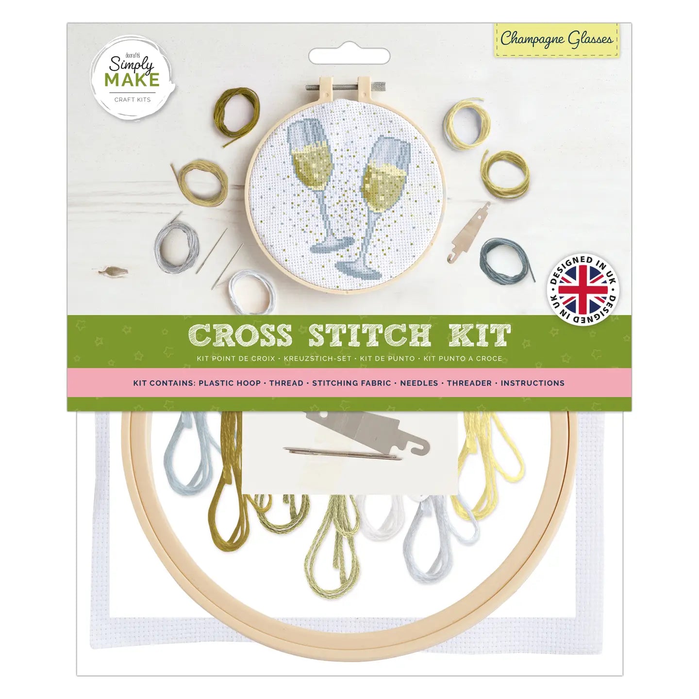 Champagne Glasses Cross Stitch Kit