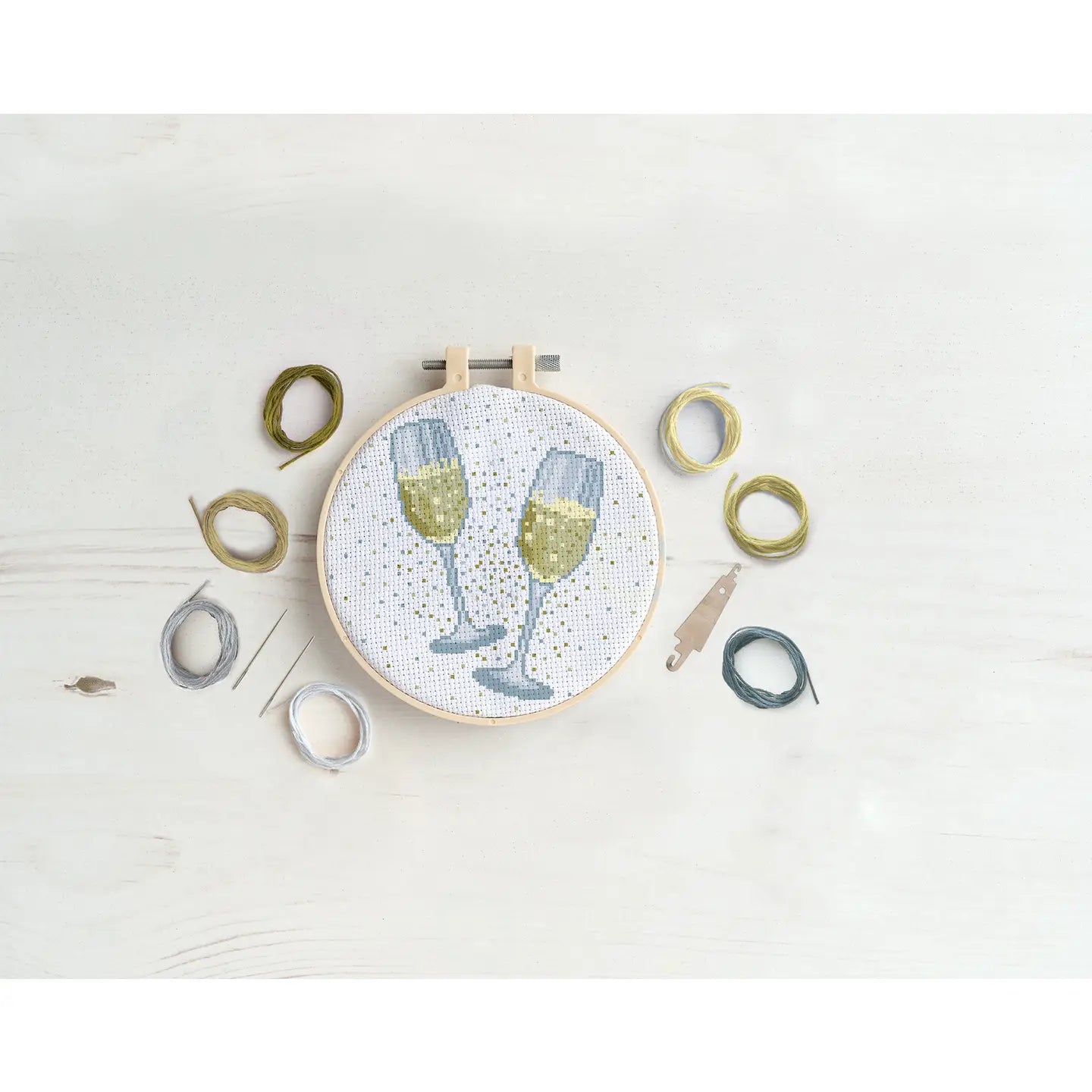 Champagne Glasses Cross Stitch Kit