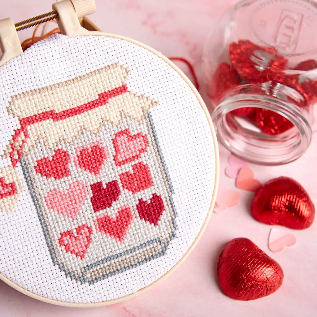 Jar of hearts Cross Stitch Kit